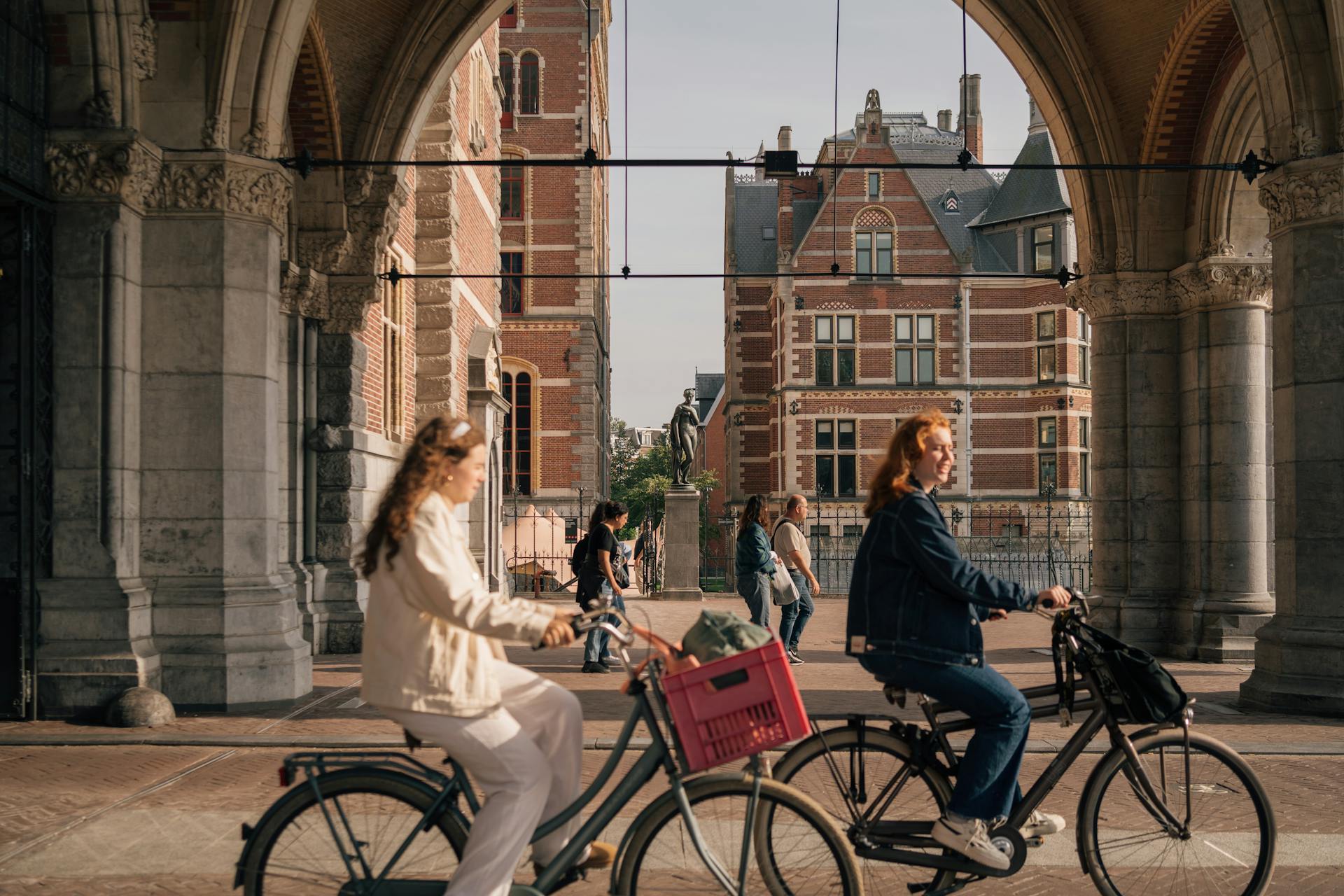 Women cycling on the streets of Amsterdam